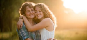 una adolescente abraza con amor a una señora 